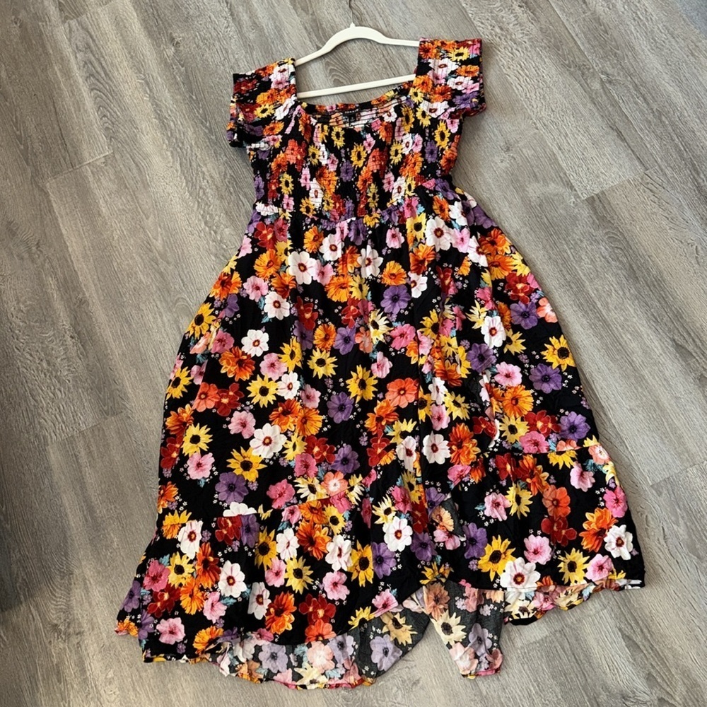 Torrid Maxi Challis Off-Shoulder Dress bright color flower smocked top 18/20 (2) - Picture 11 of 12